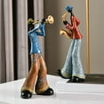 thumbnail image 4 of Jazz Band Player Figurines Vintage Musician Figure Resin Statues Desktop Ornament Retro Sculpture Home Indoor Decor D, 4 of 5