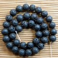 thumbnail image 3 of PENGXAING Natural Nature Black Volcanic Lava Gemstone  Beads 15”, 3 of 6