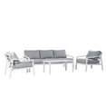 thumbnail image 5 of Mod Greyson 4-Piece Outdoor Conversation Set, with 2 Aluminum Side Chairs, Sofa, Slat Top Coffee Table, Plush Grey Cushions, Rust-Resistant, All-Weather - GRYSN4PC-GRY, 5 of 9