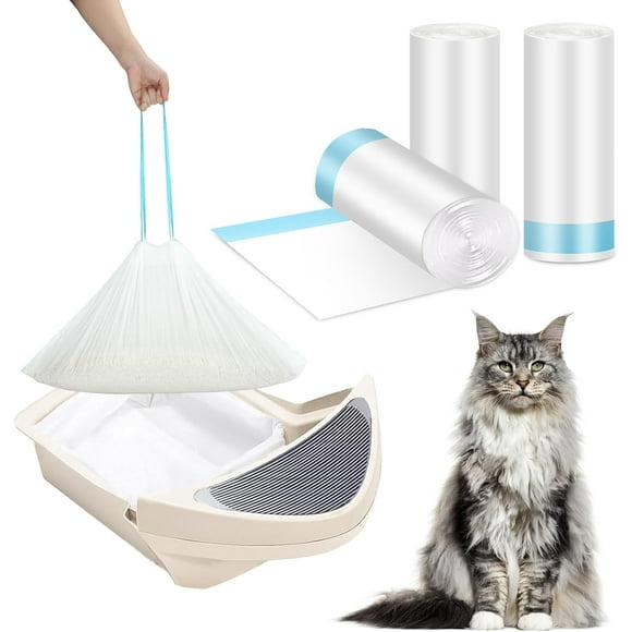 AIR-60 Pack Thickened Cat Litter Box Liner Bags Compatible with Robot Cat Litter Box, 12 Gal Self Cleaning Litter Box Bags for Automatic Litter Box Drawer Replacement, Heavy Kitty Litter Liners