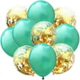 thumbnail image 1 of Nvzi 50 globos de confeti verdes y dorados, globos de fiesta de cumpleaños premium de 12 pulgadas, globos a granel para despedida de soltera, decoración de fiesta de graduación, 1 of 4