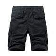 thumbnail image 3 of Mens Shorts Casual Cargo Stretch Waist Summer Beach Work Nine Short Pants for Men Black, 3 of 3