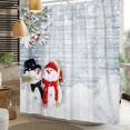 thumbnail image 5 of Funny Christmas Snowman Shower Curtain Snowflakes Snow Winter Scene Shower Curtain on Wood Panel Kids Holiday Curtains 72x72 Inch Polyester Fabric with Hooks, 5 of 6