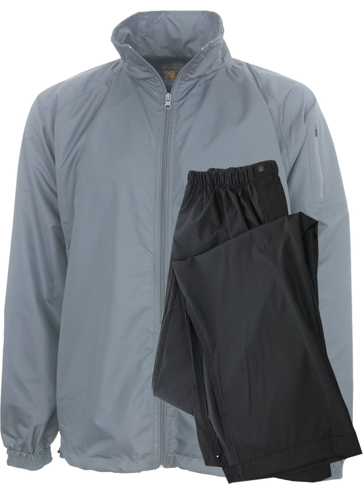 Forrester Packable Waterproof Golf Rain Suit, XLarge Gray Jacket/Black Pants