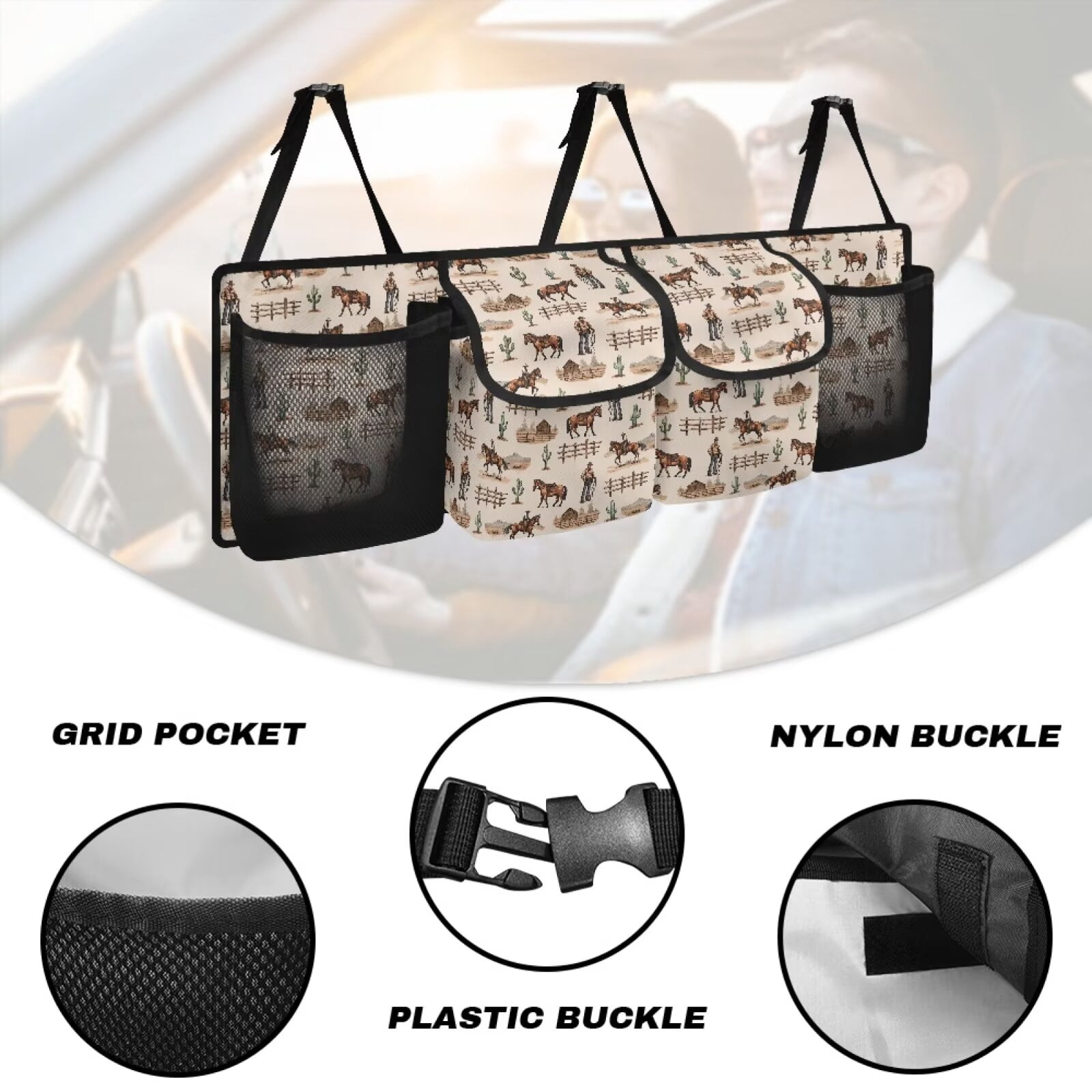 KUIFORTI Trunk Organizer Oxford Cloth American Striped Car Storage Organizer Keep the Car Clean and Tidy Washable Car Trunk Organizers for Women, Easy to Install and Clean