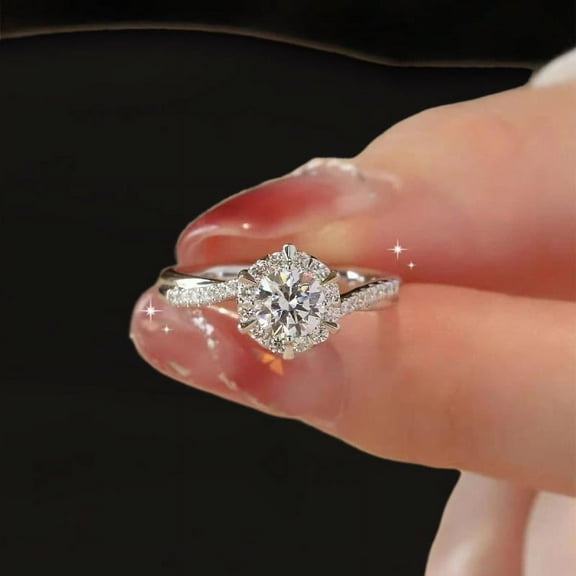 925 Sterling Silver Ring Moissanite One Carat Adjustable Star Weave Twist Arm Women's Jewelry