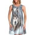 thumbnail image 1 of Easygdp Majestic Snowy Wolf para Vestido Transpirable de Mujer, Vestido Suelto de Manga Corta con Pliegues y Bolsillos para el Verano, 1 of 7