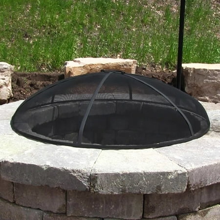 Sunnydaze Outdoor Fire Pit Spark Screen Cover Round Heavy Duty