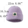 thumbnail image 3 of Herrnalise Kids Winter Knit Hat Warm Fleece Lined Hats Solid Color Dome Cartoon Label Pullover Warm Knitted Hat Children Cute Hat (0-3Years) Mint Green, 3 of 4
