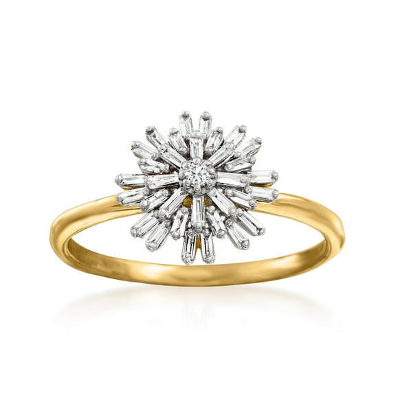 Ross-Simons 0.22 ct. t.w. Baguette Diamond Starburst Ring in 14kt Yellow Gold, Women's, Adult
