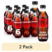 (2 pack) Coca-Cola Zero Sugar Soda Pop Bottles, 16.9 fl oz, 6 Pack