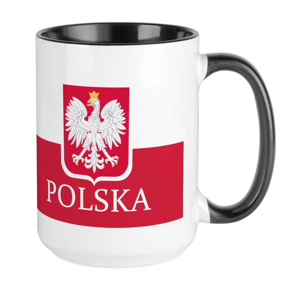 CafePress Polska Polish Flag Mugs 15 oz Ceramic Large Mug