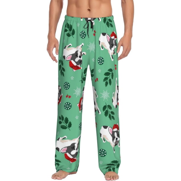 Balery Christmas French Bulldog Pantalones de pijama para hombre, pijama ultraligero, pantalón de descanso-X-Large