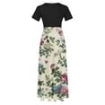 thumbnail image 5 of Puntoco Vestido De Manga Corta Con Cuello Redondo Y Falda Larga Estilo Resort Con Estampado Floral Para Mujer Negro M,Regalos Para Mujer Joven, 5 of 5