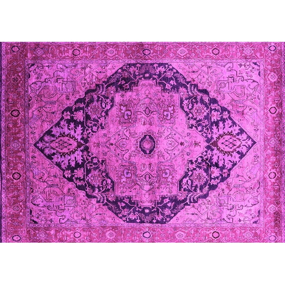 Ahgly Company Indoor Rectangle Oriental Pink Industrial Area Rugs, 8' x 10'