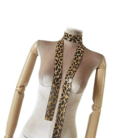 Sparkling Leopard Print Sequins Scarf Comfortable Mesh Scarf For Special Event
