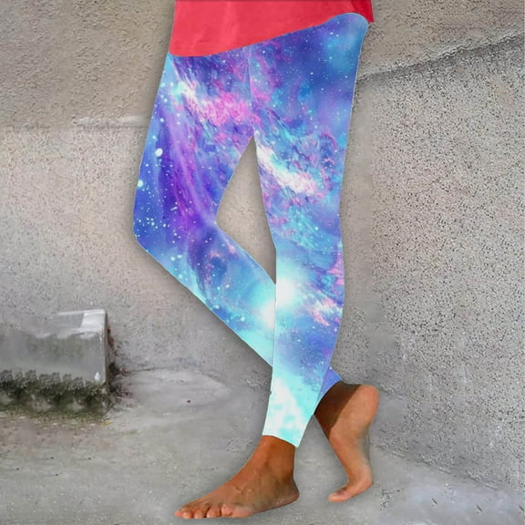 BLTIBY Leggings for Women High Waist Tummy Control Yoga Pants Star Printed Workout Soft Fashion Casual Trousers 2025 Multicolor S