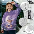 thumbnail image 6 of Chririnla Lavender Highland Cattle Lightweight Comfy Casual Girls Quarter Zip Up Sweatshirt Pullover Sweatshirts Athletic Sportswear for Fall Winter Gym Size 7-8, 6 of 7