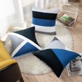 thumbnail image 4 of Set of 4 Throw Pillow Covers Modern Abstract Stripe Simple Geometric Acrylic Bold Decorative Pillow Cases Home Decor Square 18x18 Inches Pillowcases(Grey Blue), 4 of 5