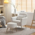thumbnail image 4 of Ktaxon Accent Chair with Ottoman Set, Teddy Fabric Upholstered Single Sofa with Lumber Pillow Armchair with Armrests and Footrest for Bedroom Living Reading Room Office Teddy White, 4 of 7