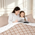 thumbnail image 4 of Manfei Vintage Grid Queen Comforter Set,Modern Check Comforter Sets Queen,Brown,Reversible,3 Pieces,1 Comforter and 2 Pillowcases,3 Pieces,1 Comforter and 2 Pillowcases, 4 of 7