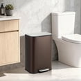 thumbnail image 6 of EastVita Kitchen Trash Can 3.2 Gallon Stainless Steel Garbage Can with Soft Close Lid Foot Pedal and Removable Inner Bucket for Home Office Living Room (Matte Brown), 6 of 7