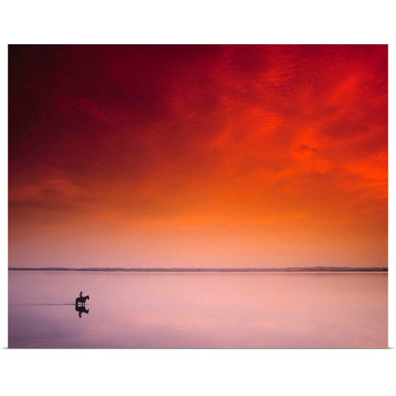 Great BIG Canvas | Rolled The Irish Image Collection Poster Print entitled Horseback Riding, Strangford Lough, County Down, Ireland
