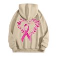 thumbnail image 4 of GEWSEY Womens Cancer Awareness Hoodies Ribbon Graphic Fall Winter Fleece Oversized Sweatshirt With Pocket (Beige, S), 4 of 5