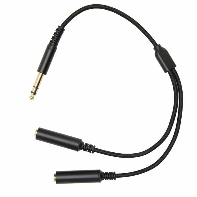 Cable divisor estéreo con conector macho a conector hembra doble, conector macho estéreo de 6,35 mm, cable Y con conector macho a conector hembra doble, fabricado para durar