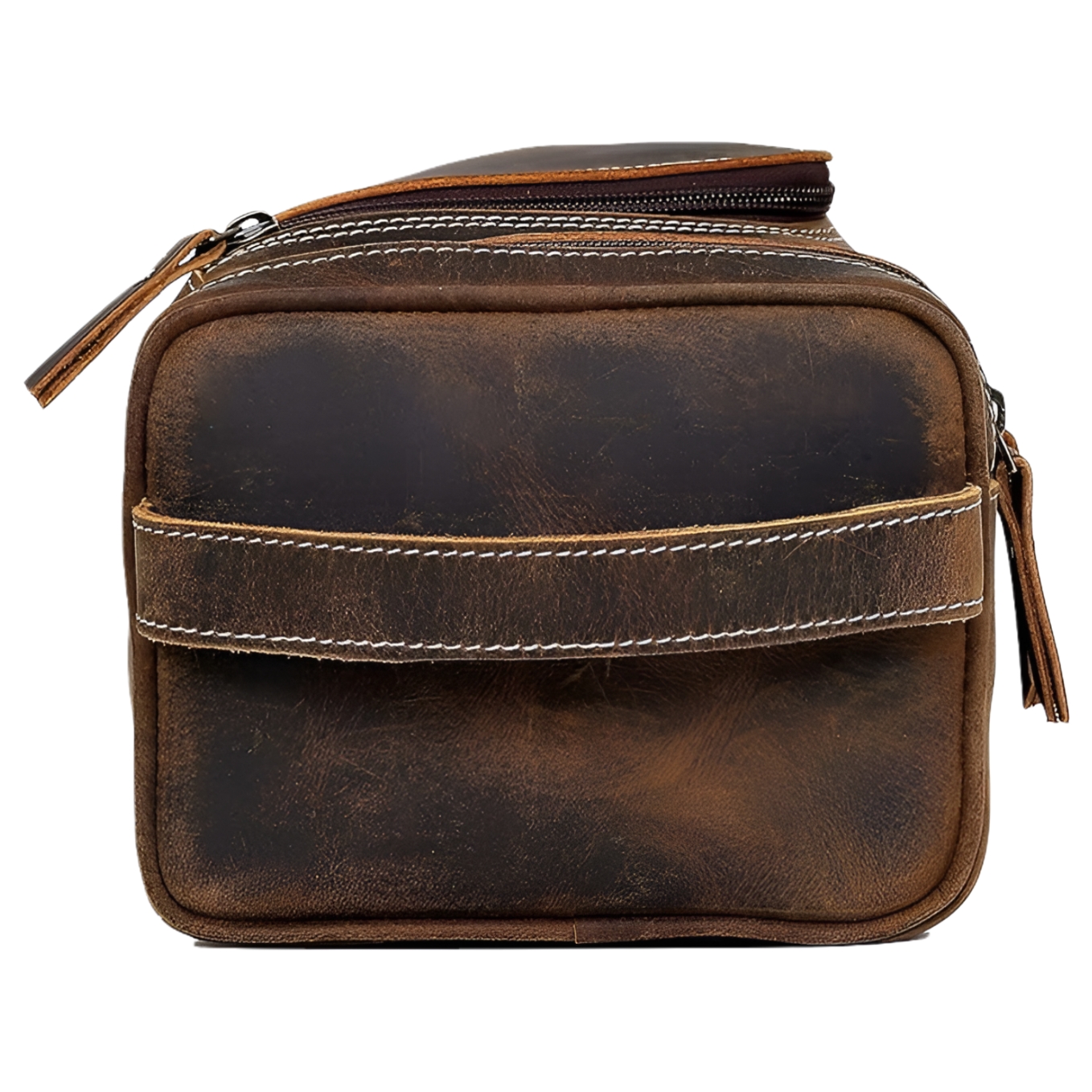 RUZIOON Genuine Leather Toiletry Bag for Men - Extra Large Leather Men's Toiletry Bag for Traveling Hanging, Real Leather Dopp Kit for Men Leather Shaving Bag for Travel