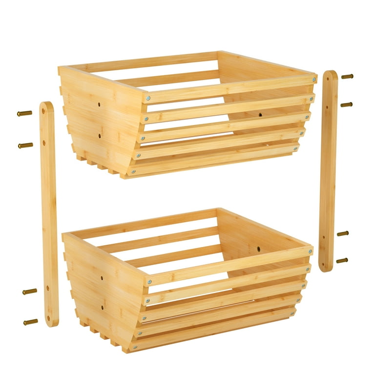 Gmtsl Bamboo Fruit Basket – 2 Tier Fruit Bowl For Kitchen Counter