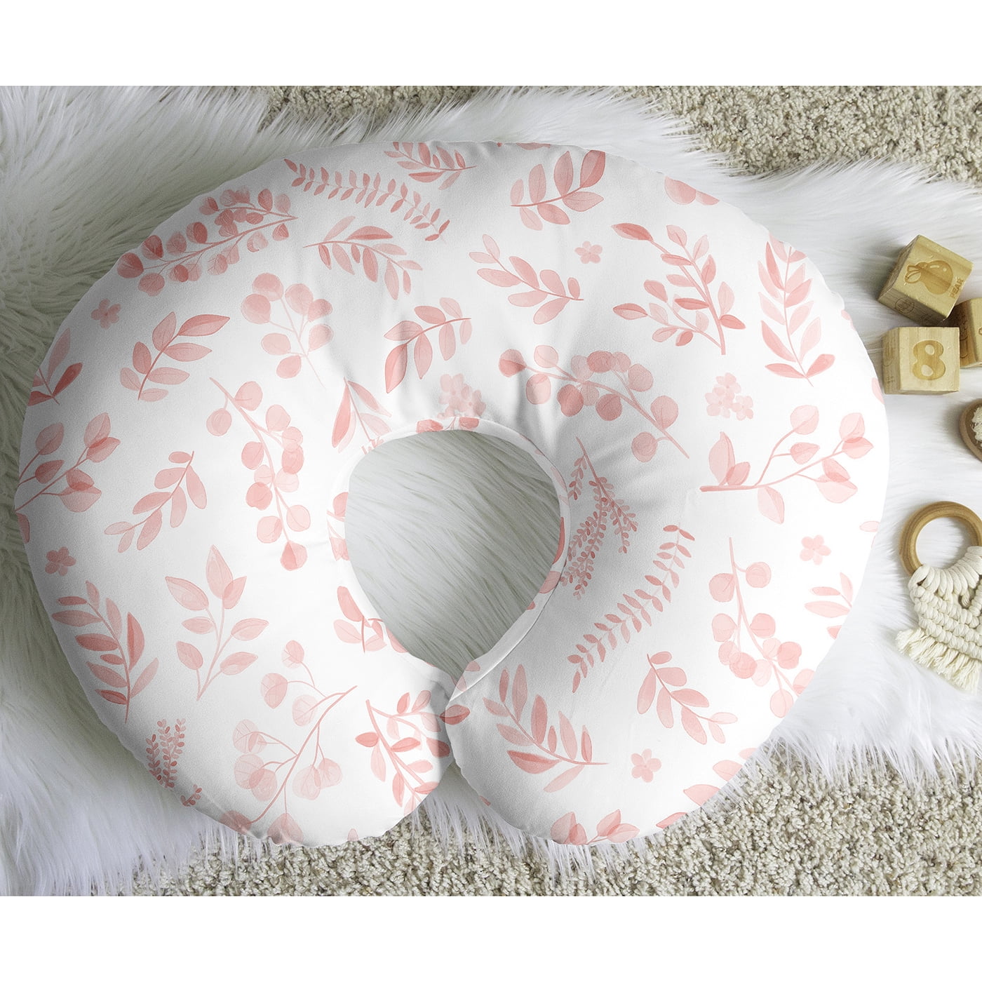 Sweet Jojo Designs Botanical Blush Pink Girl Nursing Pillow Cover Case (Pillow Not Included)