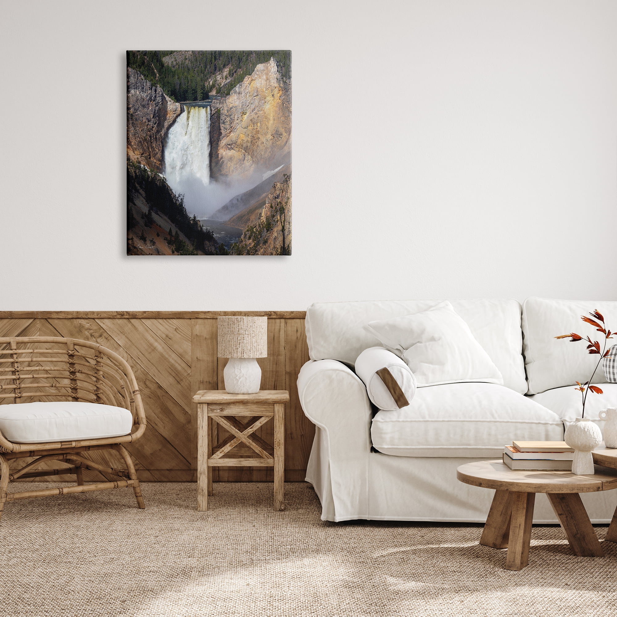 Stupell Industries Waterfall in Rocky Cliffs Nature Photography Gallery Wrapped Canvas Print Wall Art, 30 x 40