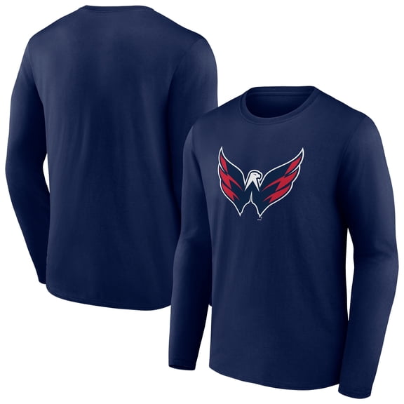 Men's Navy Washington Capitals Primary Logo Team Long Sleeve T-Shirt