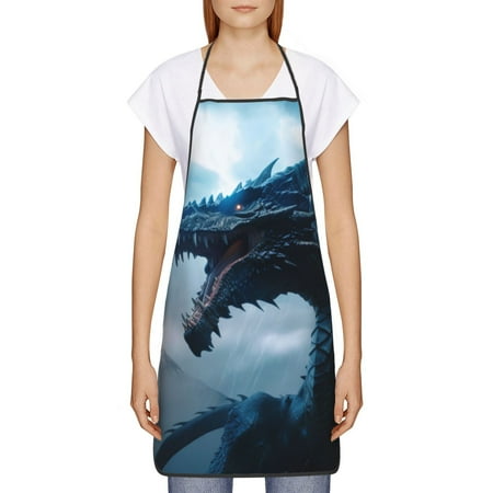 

Goofa Bib Apron Unisex Aprons Adjustable Waterdrop Resistant Cooking Kitchen Apron for Chef Blue Thunder Storm Dragon Pattern Apron Bulk