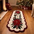 thumbnail image 3 of Christmas Runner Rug, 47.2 Inch Poinsettia Floor Mat, Holiday Decoration for Hallway Entryway Fireplace M, 3 of 8