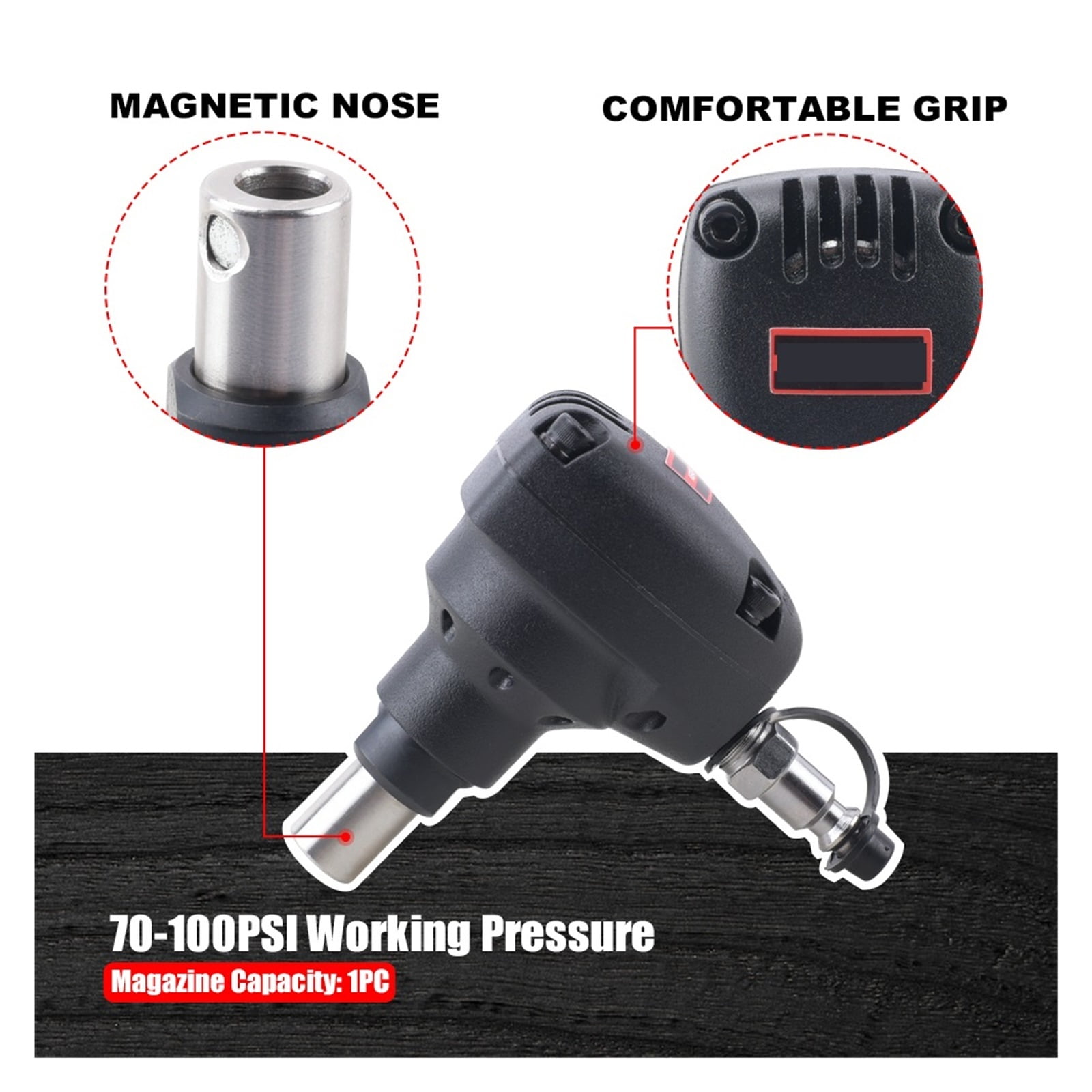 Air Palm Nailer, Pneumatic Mini Palm Nailer, Palm Hammer Ergonomic Lightweight Impact Nails For Wood Working Nail Gun ,Easy to Use