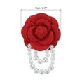 thumbnail image 2 of Uxcell Fabric Camellia Flower Brooch Elegant Pearl Tassel Pin Floral Corsage Bracelet Dual Use for Women, Red, 2 of 7