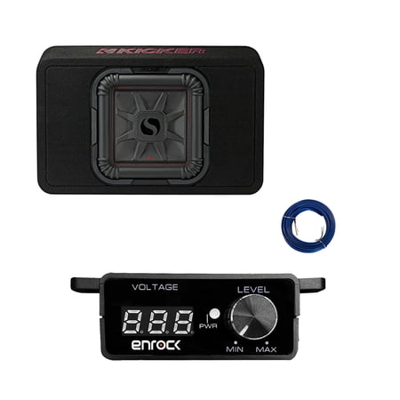 Kicker 10" 1000 Watt DVC Car Subwoofer Enclosure, Bass Knob with Digital Voltmeter with Wire