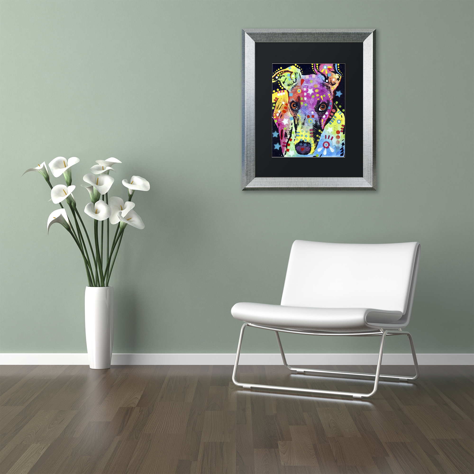 Trademark Fine Art 'Whippet' Silver Framed Art by Dean Russo