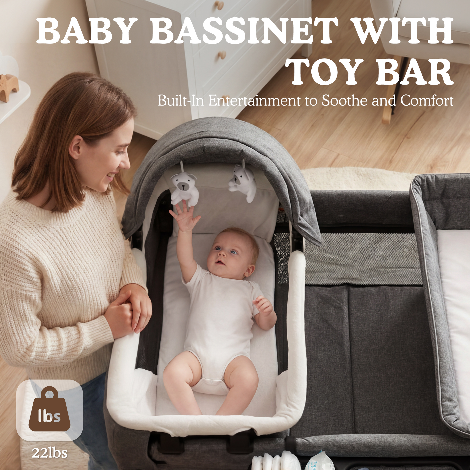 AILEEKISS 3-in-1 Baby Playard with Bassinet and Changing Table photo 3