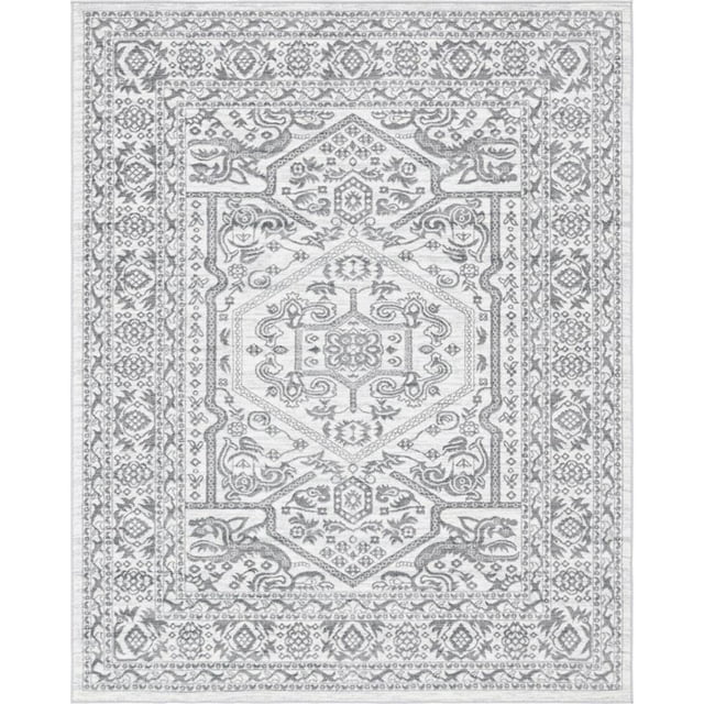 Unique Loom Boston Bohemian Geometric Area Rug 7'10 x 10' Rectangular Ivory/Gray