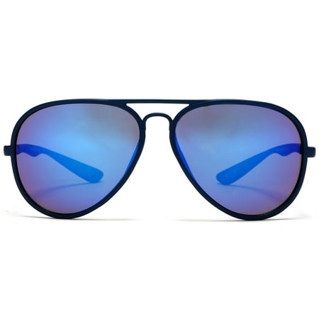 French Riviera Sport Aviator Carrera Sunglasses Unbreakable Rubber Frame Blue - Blue