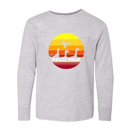 Inktastic It s Magic Hour with Waterfowl Against the Sun Long Sleeve Youth T-Shirt
