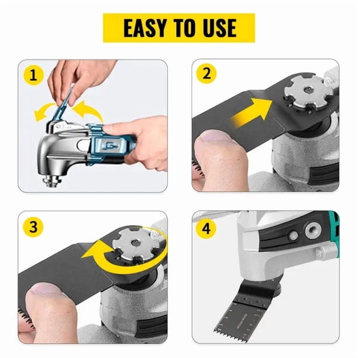 100PCS Oscillating Saw Blades, Quick Release Multitool Blades Kit, HCS Tool Blades for Wood Plastic, Compatible with Dewalt Dremel Fein Worx Bosch Makita Milwaukee