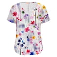 thumbnail image 4 of qucoqpe Summer Tops for Women 2026 Fashion Floral Printed V Neck Pleated Short Sleeve Tee Casual Loose Pullover Blouses Shirts, 4 of 4