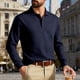 thumbnail image 4 of Blusa y camisa de manga larga con cuello vuelto para hombre, color liso, informal, con botones, cárdigan de media manga, top de solapa de manga larga, blusas de poliéster para hombre, 4 of 9