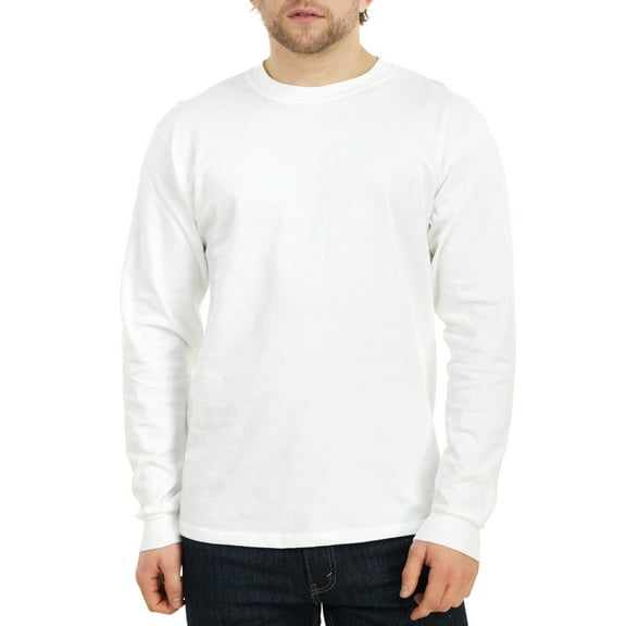 Hanes Long Sleeve Beefy T-Shirt Big Sizes, White, 3XLarge