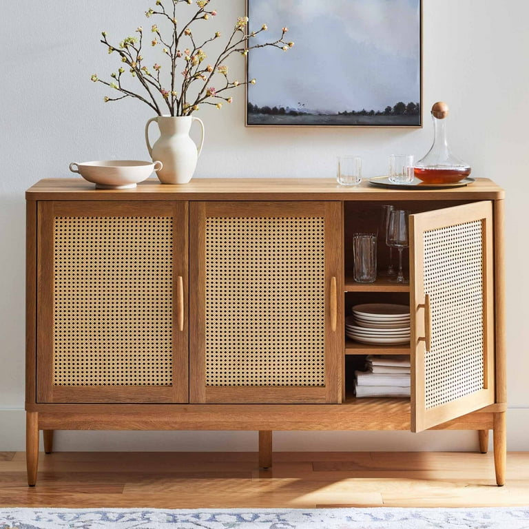 Better Homes & Gardens Springwood Caning Sideboard, Light Honey