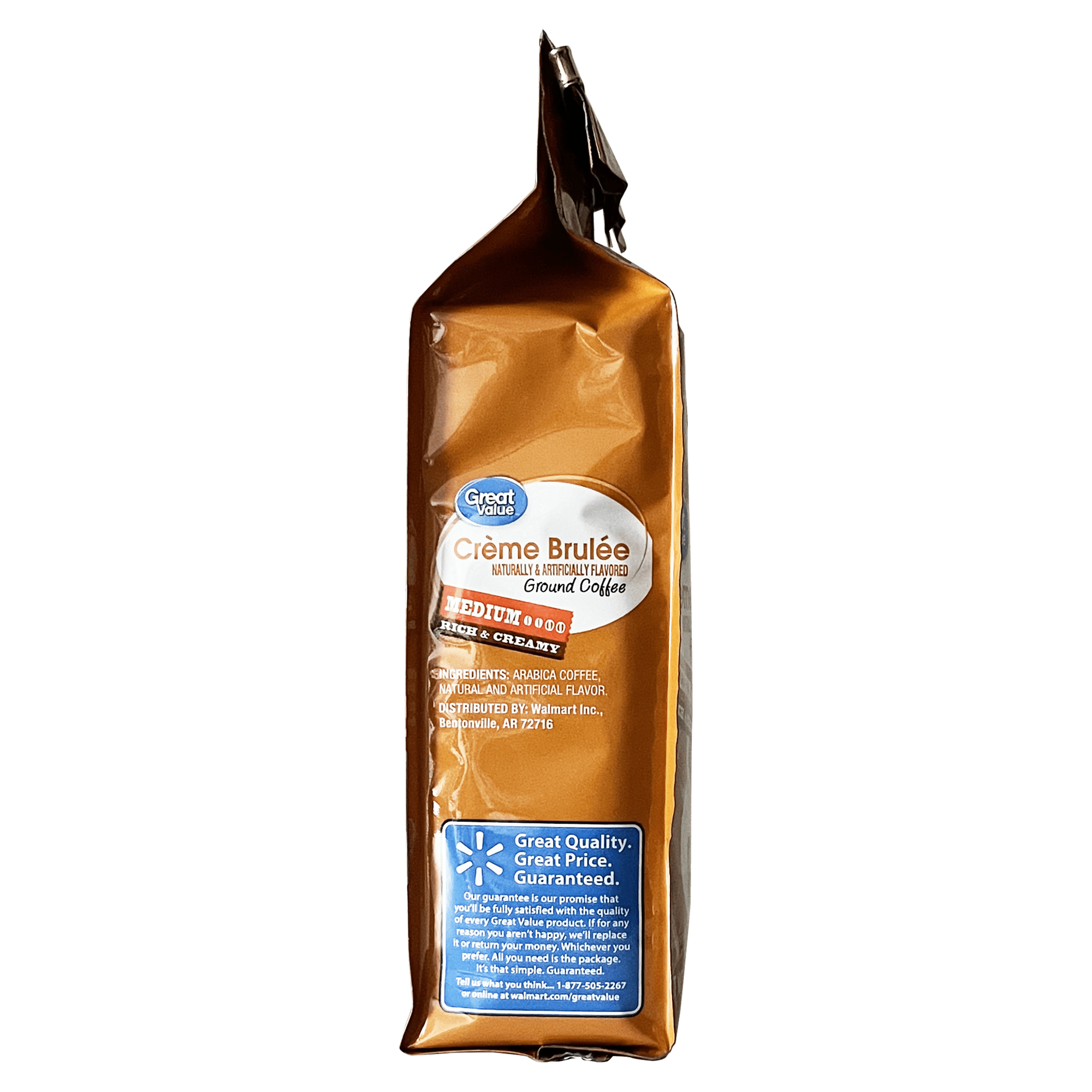 Great Value Crème Brulee Medium Roast Ground Coffee, 12 oz, Bag